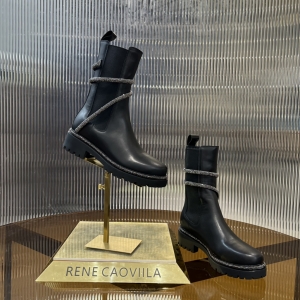 rene caovilla cleo combat black biker boots shoes